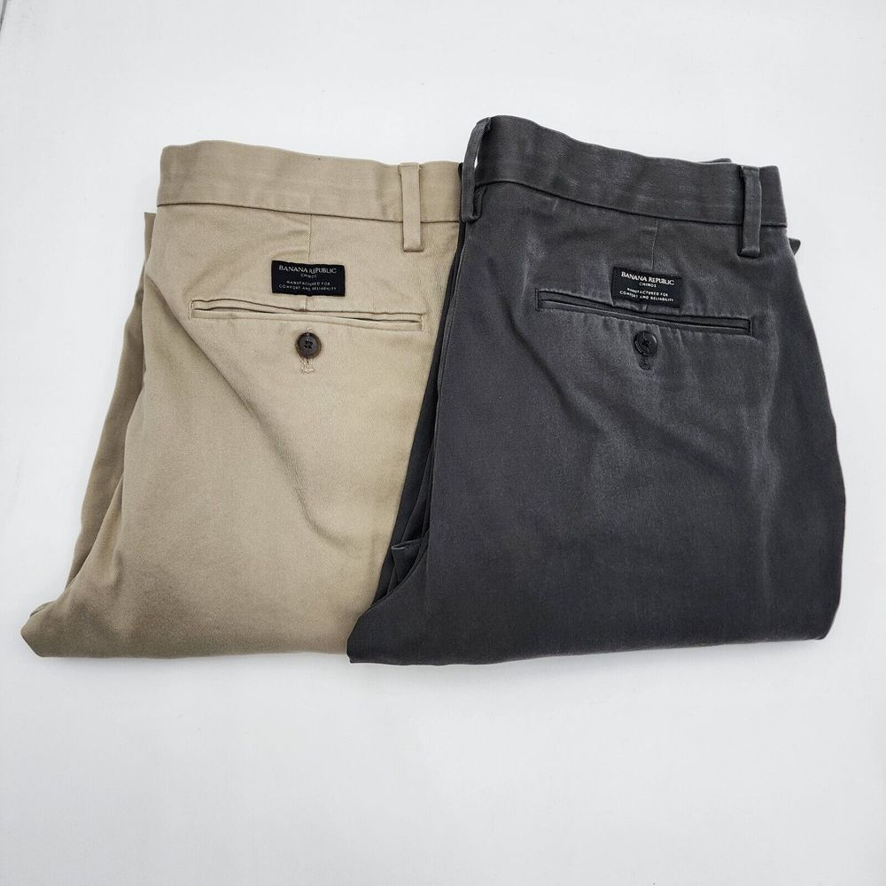 Lot X‎ 2 Banana Republic Pants Men's Size- SEE PHOTOS Aiden Slim Fit Khaki Gray